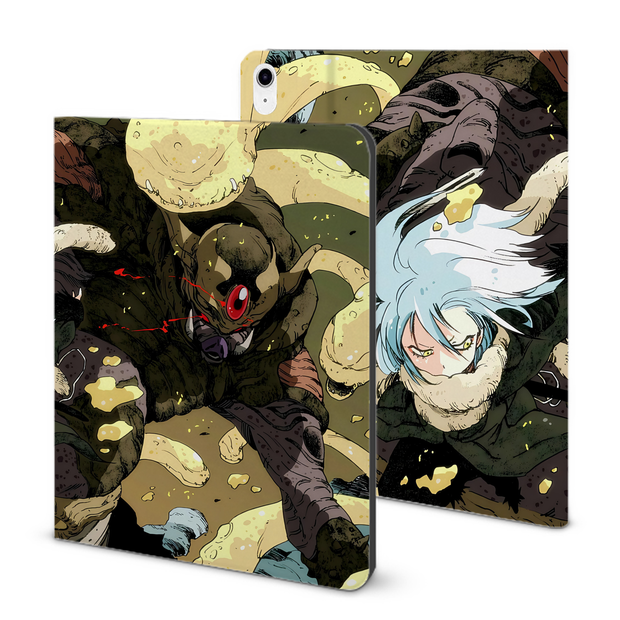 （画像用） 転スラ Regarding Reincarnated to Slime IPad ケース ブック型 PUレザー TPU 耐衝撃 軽量 薄型 ペン収納なし 全面保護 IPad 各モデル対応